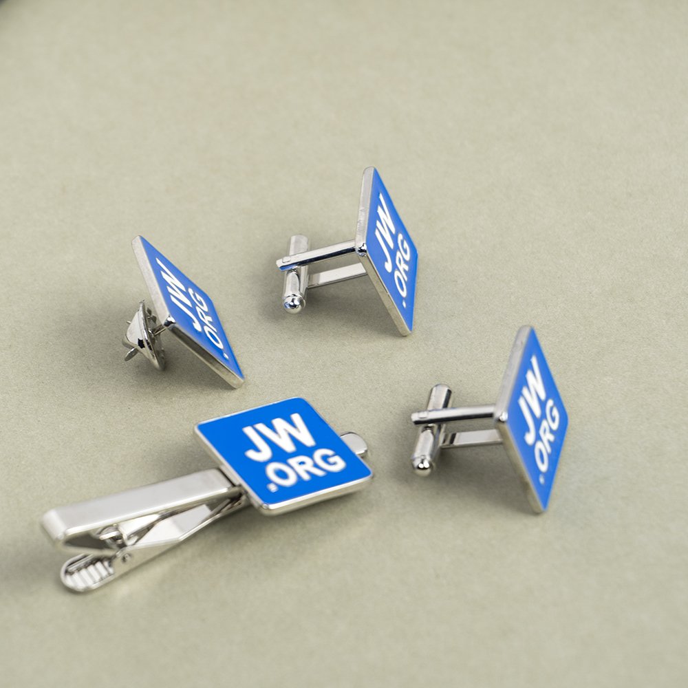 Hot Sale Customized Square Jw Org Logo Badge Enamel Tie Clip Cufflink Lapel Pin Wholesale