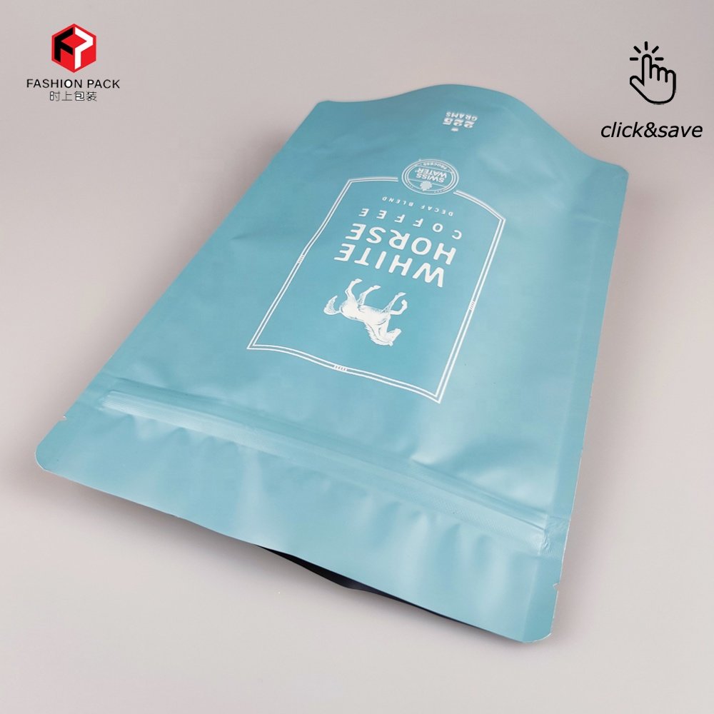 Custom printed coffee bags 500g 1kg stand up ziplock coffee bag packaging with valve and zipper