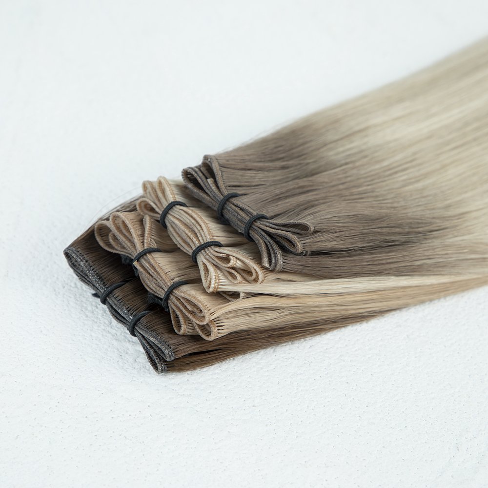 LeShine 100g Double Drawn Human Hair Extensions New Hand-tied Weft Water Wave Style Russian Hair Brazilian Hair Genius Weft