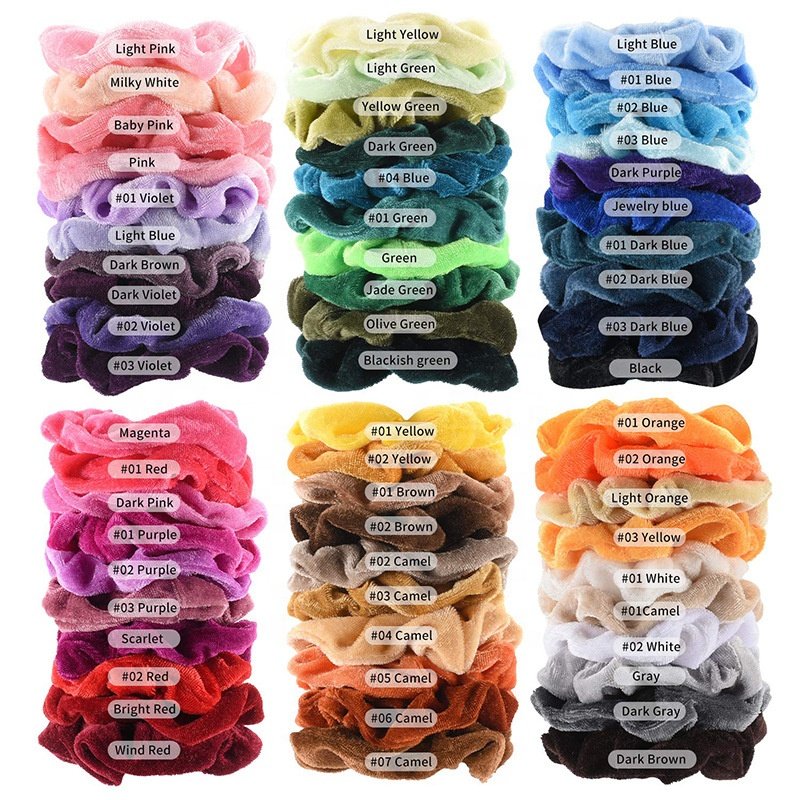 60 Pack Hair Scrunchies Velvet Elastics Hair Ties Scrunchy Bands Ties Ropes Scrunchie for Women or Girls Hair Accessories
