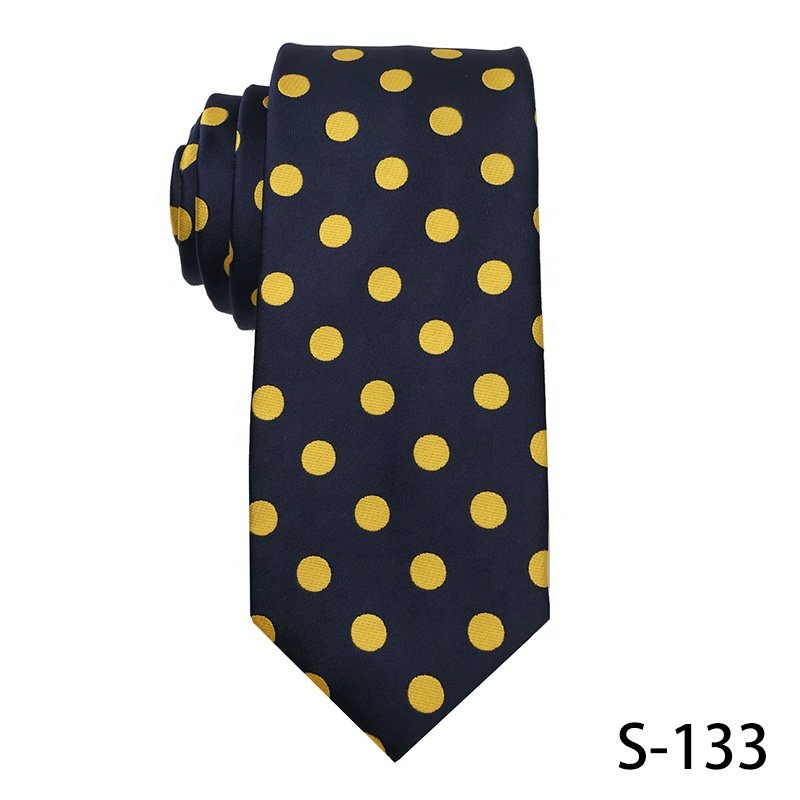 Popular In Young People 7.5cm Necktie Custom Jacquard Woven 100% Polyester Men's Luxury Ties Yellow Mens Floral Ties