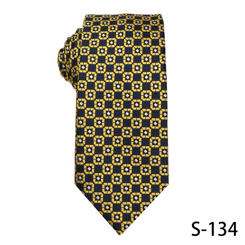 Popular In Young People 7.5cm Necktie Custom Jacquard Woven 100% Polyester Men's Luxury Ties Yellow Mens Floral Ties