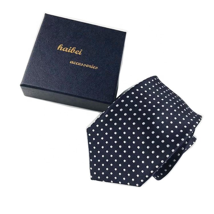 High quality silk ties navy blue polka dot fashion necktie custom silk ties men