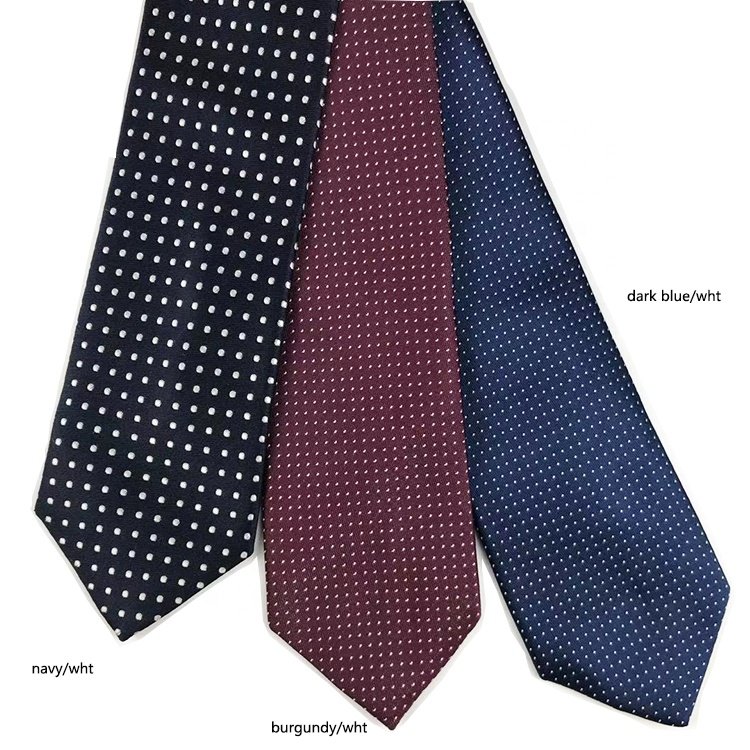 High quality silk ties navy blue polka dot fashion necktie custom silk ties men