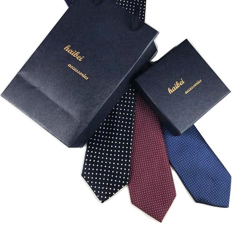High quality silk ties navy blue polka dot fashion necktie custom silk ties men