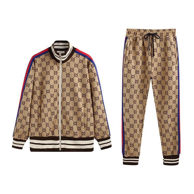 Custom Made Allover Sublimation GG Printed Tracksuit Custom Mens Polyester Tracksuit Top And Pant High Quality Fitness Tracksuit