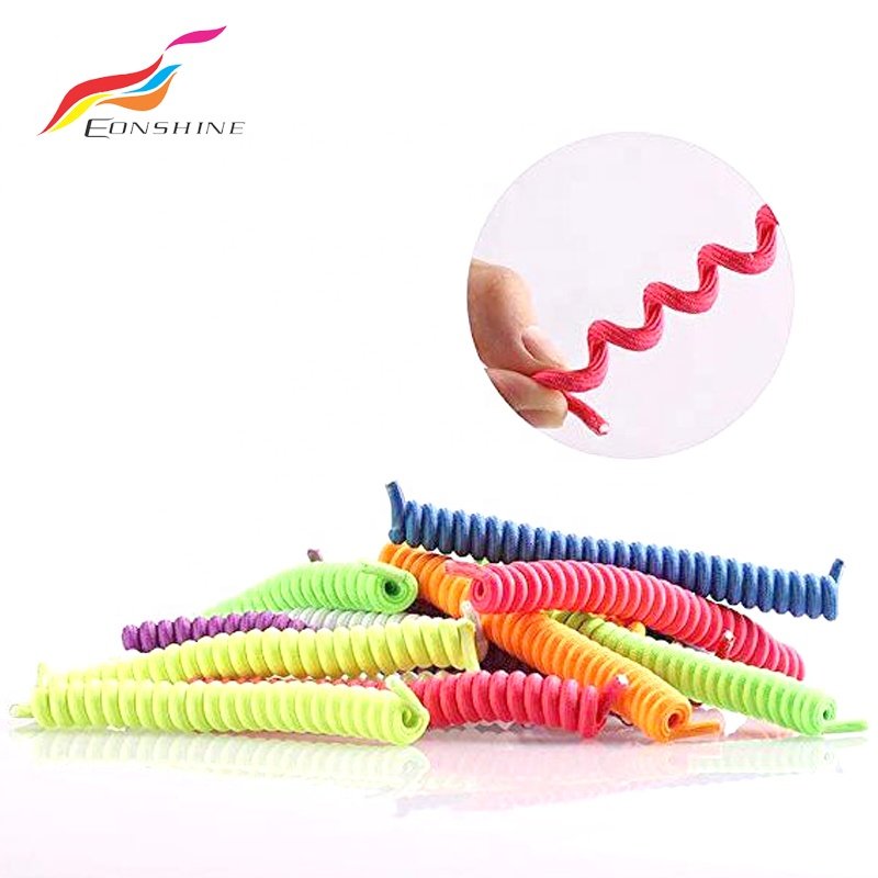 Lazy Round Coiled Shoe Laces No Tie Spiral Shoe Strings Screw Spin Elastic Curly Shoelaces