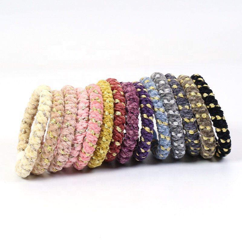 2021Korea Fashion Large Stock Furry Velvet Winter Braided Warm Hair Ties Hair Scrunchies For Women