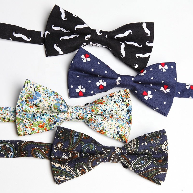Custom available hotsale mens luxury brand woven jacquard striped neck bow british navy stripe ties boy pre-tied bowtie for men