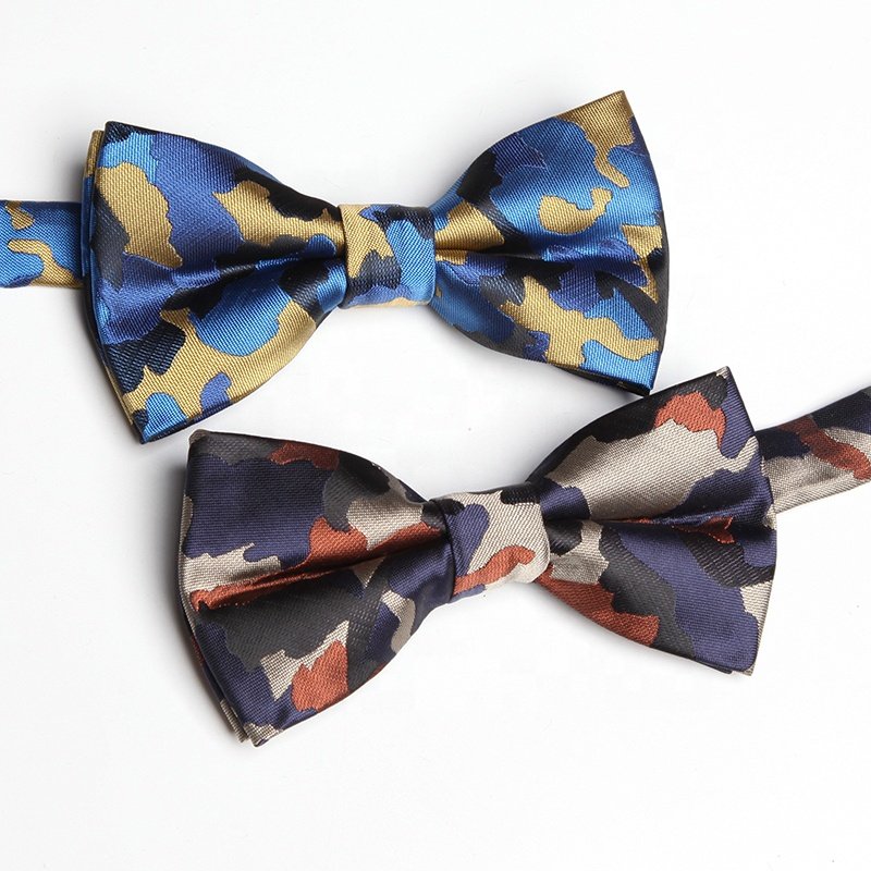 Custom available hotsale mens luxury brand woven jacquard striped neck bow british navy stripe ties boy pre-tied bowtie for men