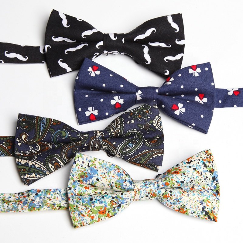 Custom available hotsale mens luxury brand woven jacquard striped neck bow british navy stripe ties boy pre-tied bowtie for men
