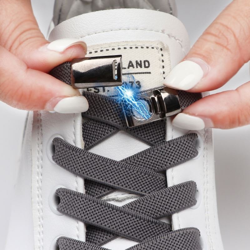 Kids Adult Sneakers Magnetic Buckle Lazy Lace New Upgrade Screw Magnetic buckle Shoelaces Elastic No Tie Flat Shoelace