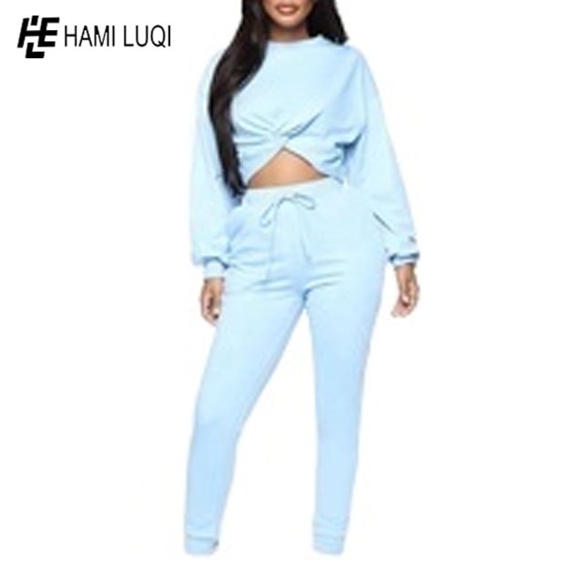 Wholesale Women's Oversized Cropped Hoodie and Joggers set Loungewear womens 2 piece set tracksuit
