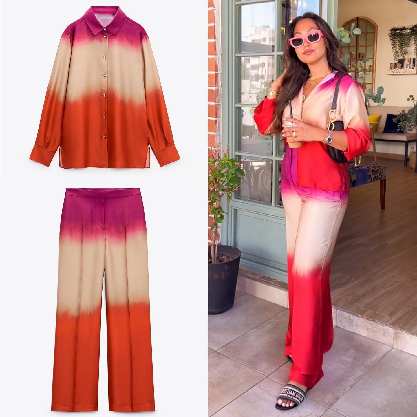 2024 summer new women's clothing temperament loose simple and comfortable tie-dye printed long-sleeved shirt