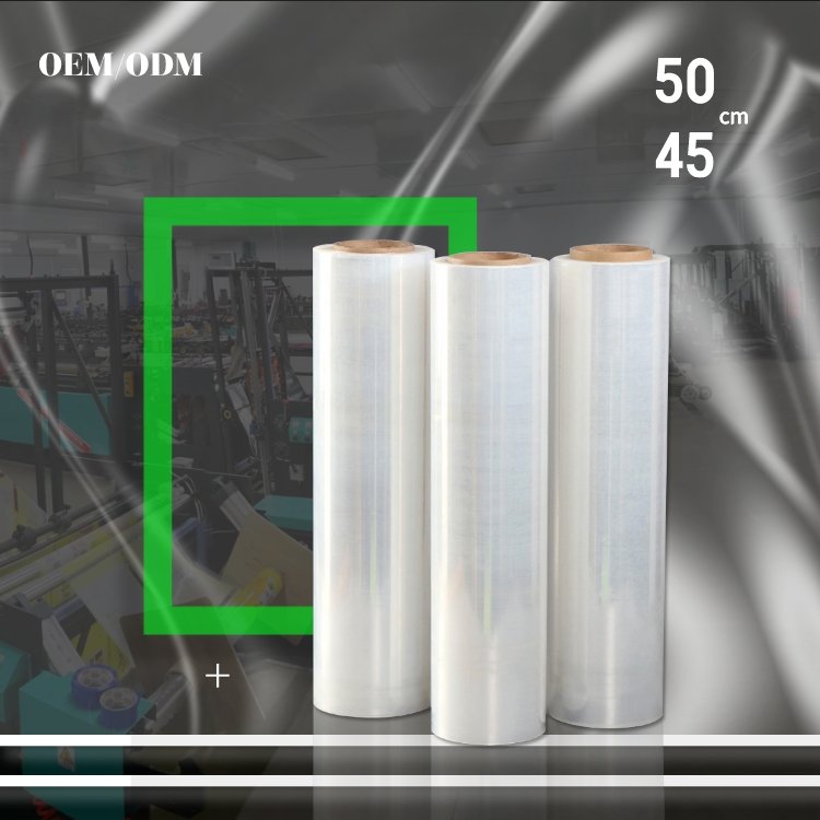 Big rolls automatic wrap Jumbo Roll Pe Wrap Film Pre-stretch Lldpe Transparent Micron Plastic Wrapping Machine Packaging Packing