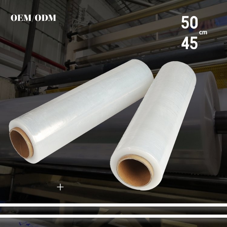 Big rolls automatic wrap Jumbo Roll Pe Wrap Film Pre-stretch Lldpe Transparent Micron Plastic Wrapping Machine Packaging Packing