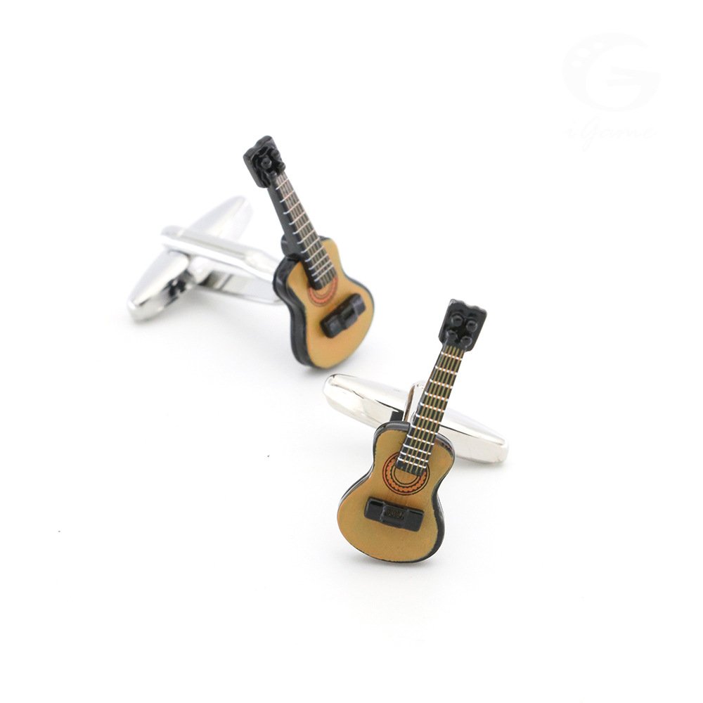 stainless steel custom logo engraved blanks Violin texas tie hanky set enamel cufflink for men shirt
