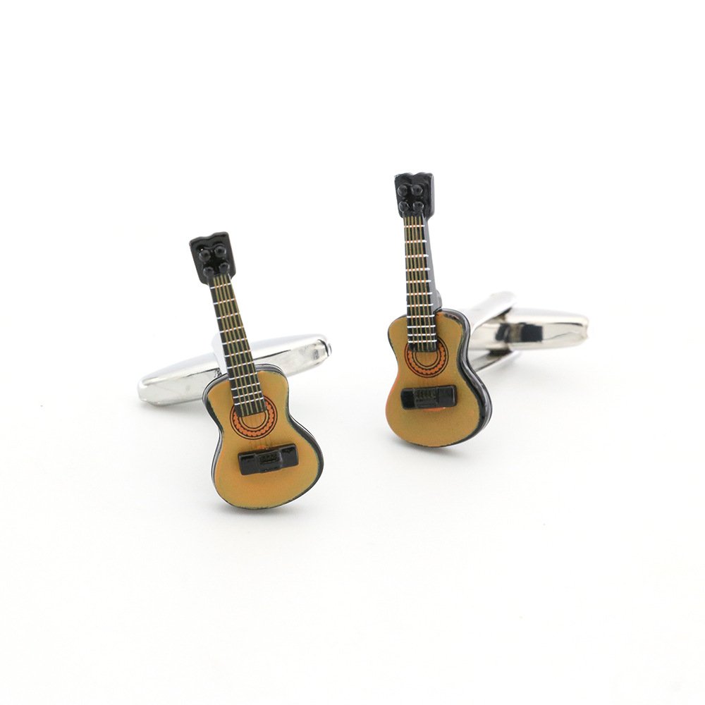 stainless steel custom logo engraved blanks Violin texas tie hanky set enamel cufflink for men shirt