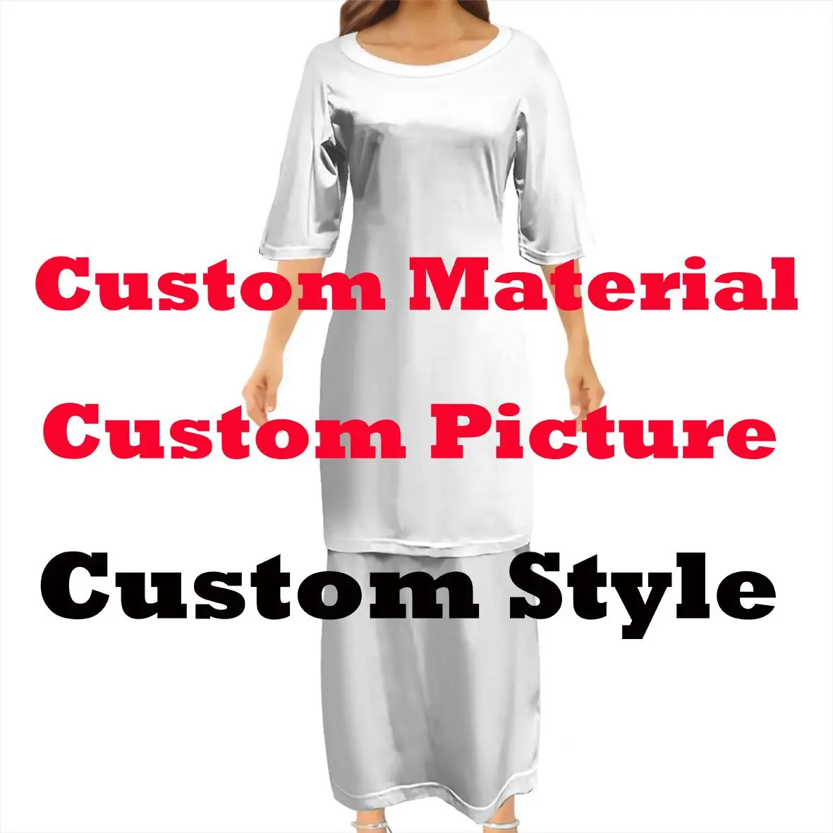 Pacific Island Traditional Dresses Women Lady Elegant Golden Blue Polynesian Tattoo Puletasi Samoa Ptaha Custom Women Clothing