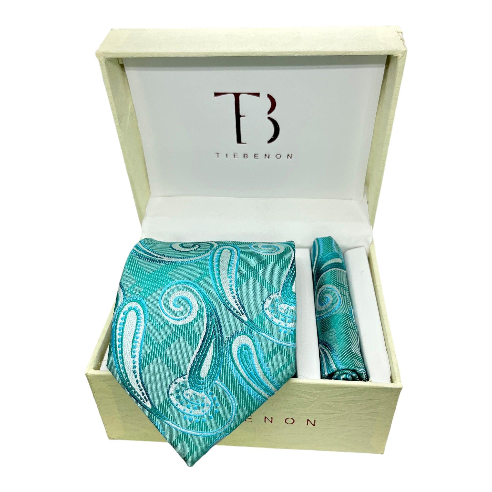 Asbrange Paisley Silk Tie and Pocket Square Combo Woven Necktie and Pocket for Men