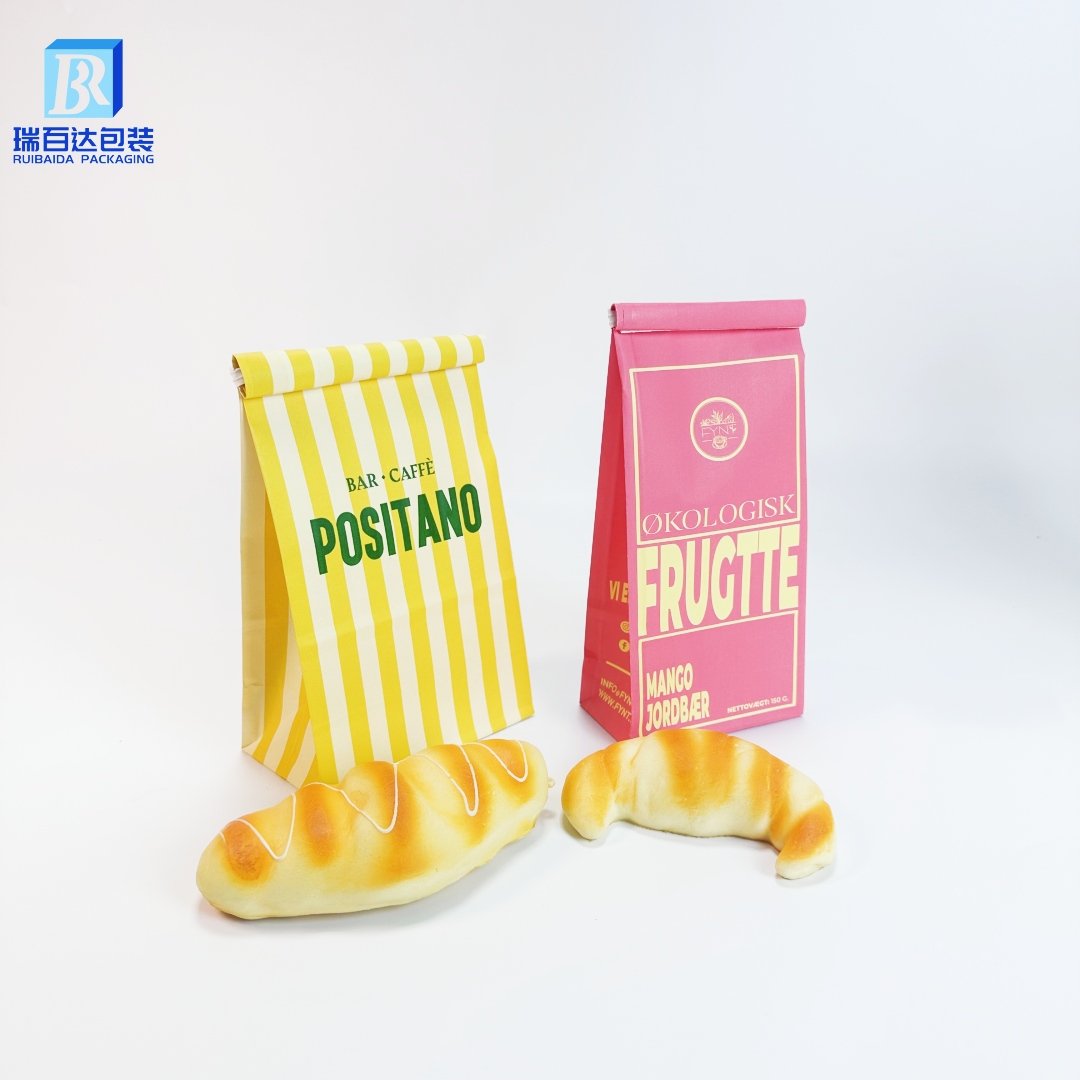 Custom logo print Through Window Brown White Kraft Paper Bag With Tin Tie For Food Packaging With window