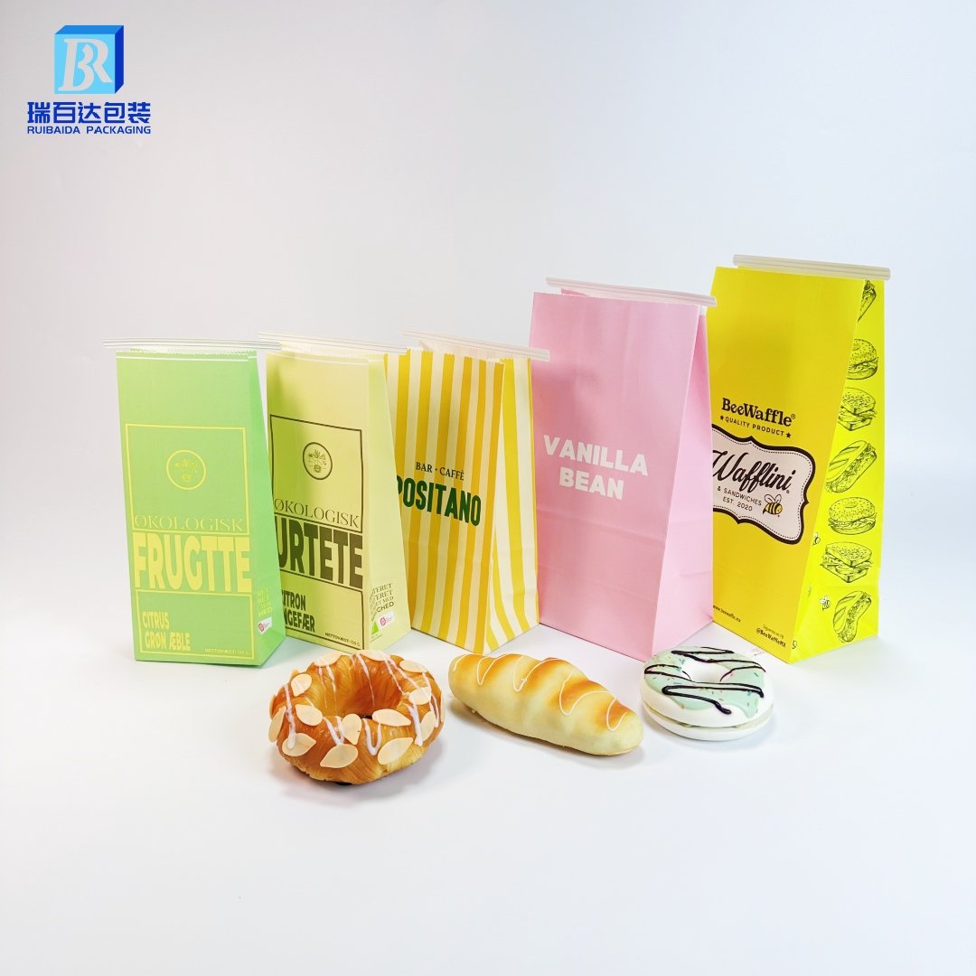 Custom logo print Through Window Brown White Kraft Paper Bag With Tin Tie For Food Packaging With window