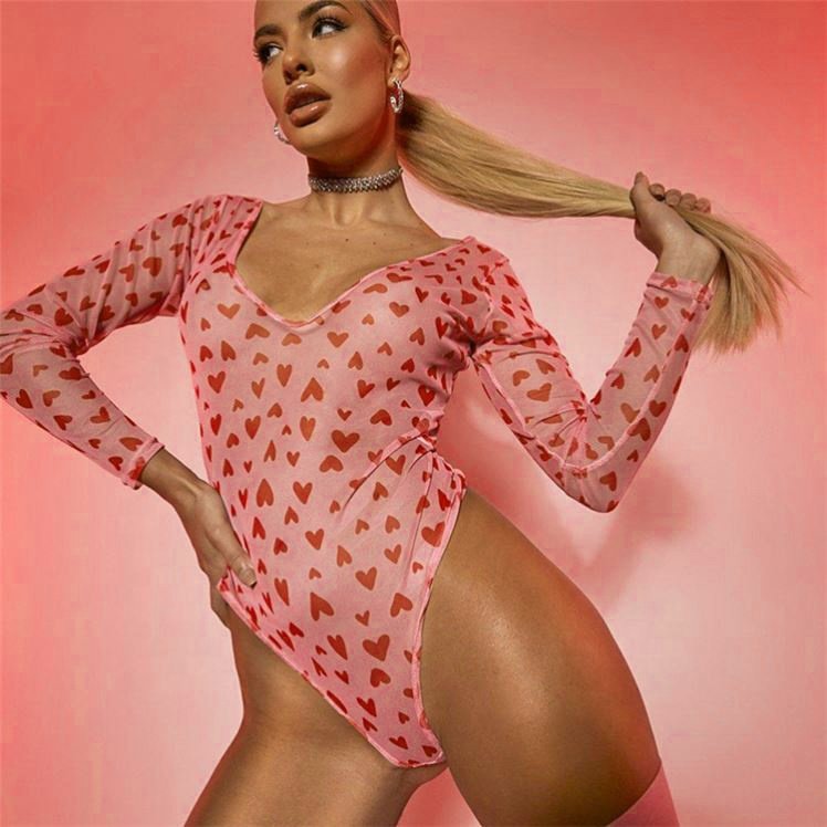 Wholesale Women Printed Design Hot Sale Women Bodysuit Custom Colors Long Sleeve Ladies Clothing Bodysuit