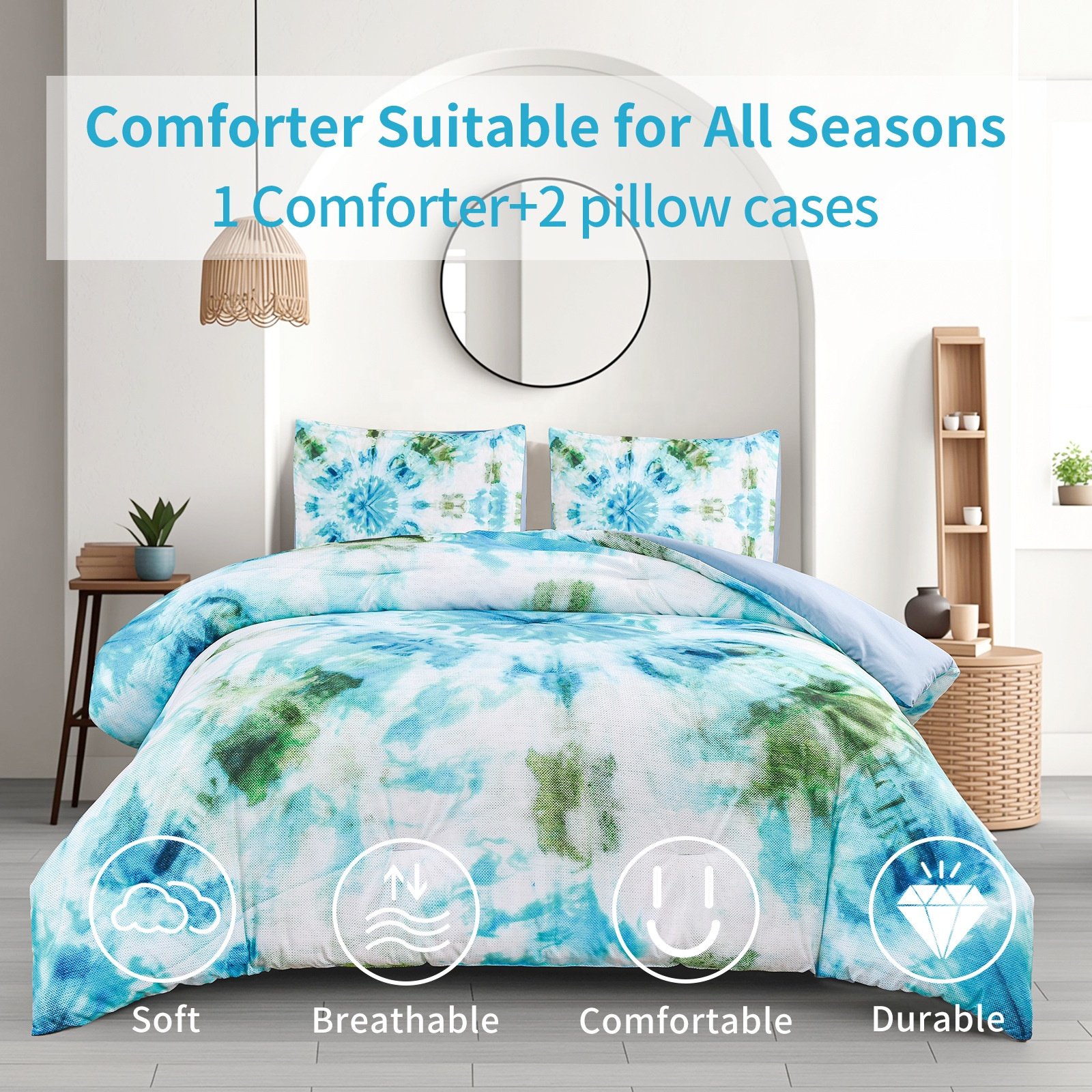 Tie-dyed Duvet Set Painting American Fat Comforter Flower Rabbit Easter Bed Linens Vacuum Packing Amazon FBA Wholesale Duvet Set
