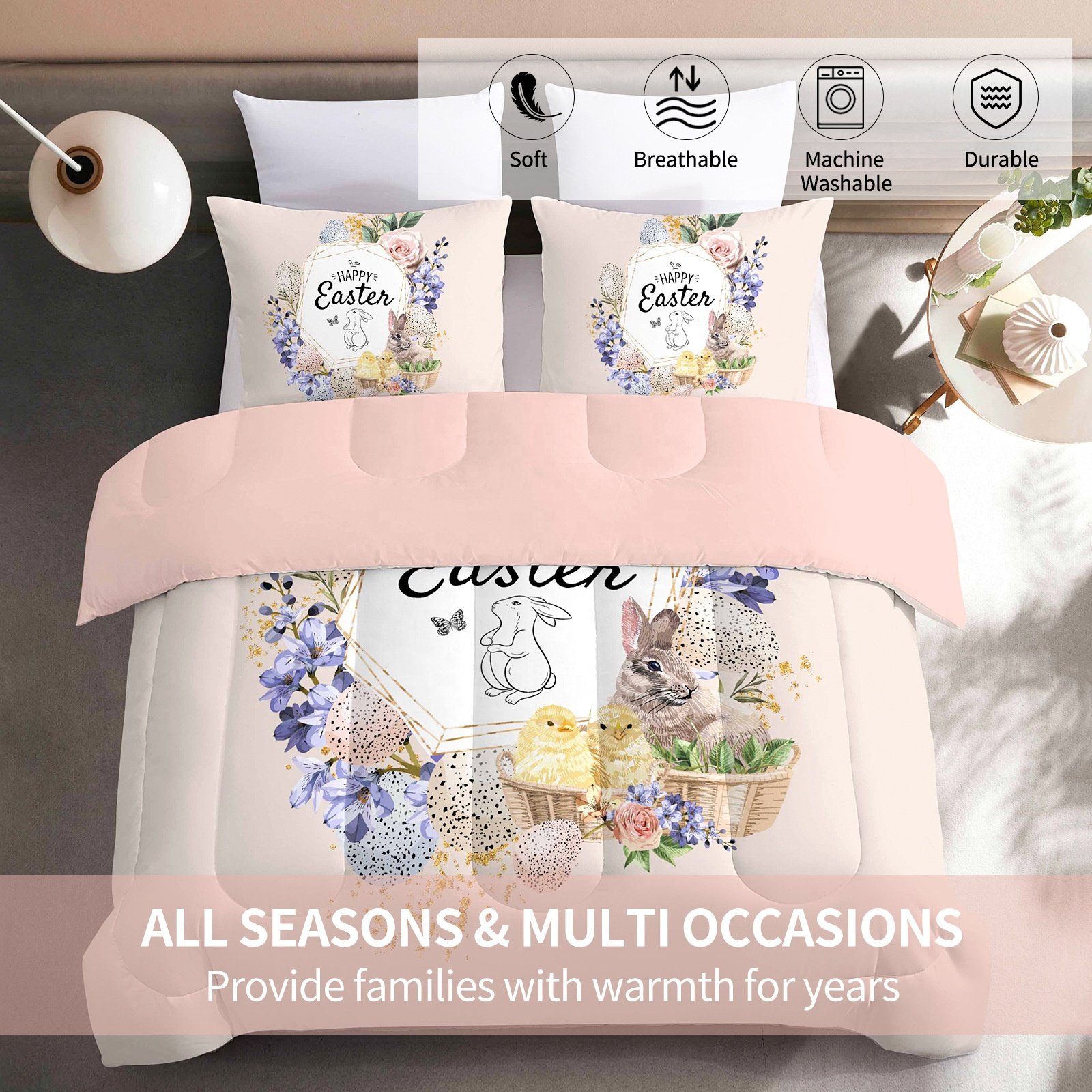 Tie-dyed Duvet Set Painting American Fat Comforter Flower Rabbit Easter Bed Linens Vacuum Packing Amazon FBA Wholesale Duvet Set