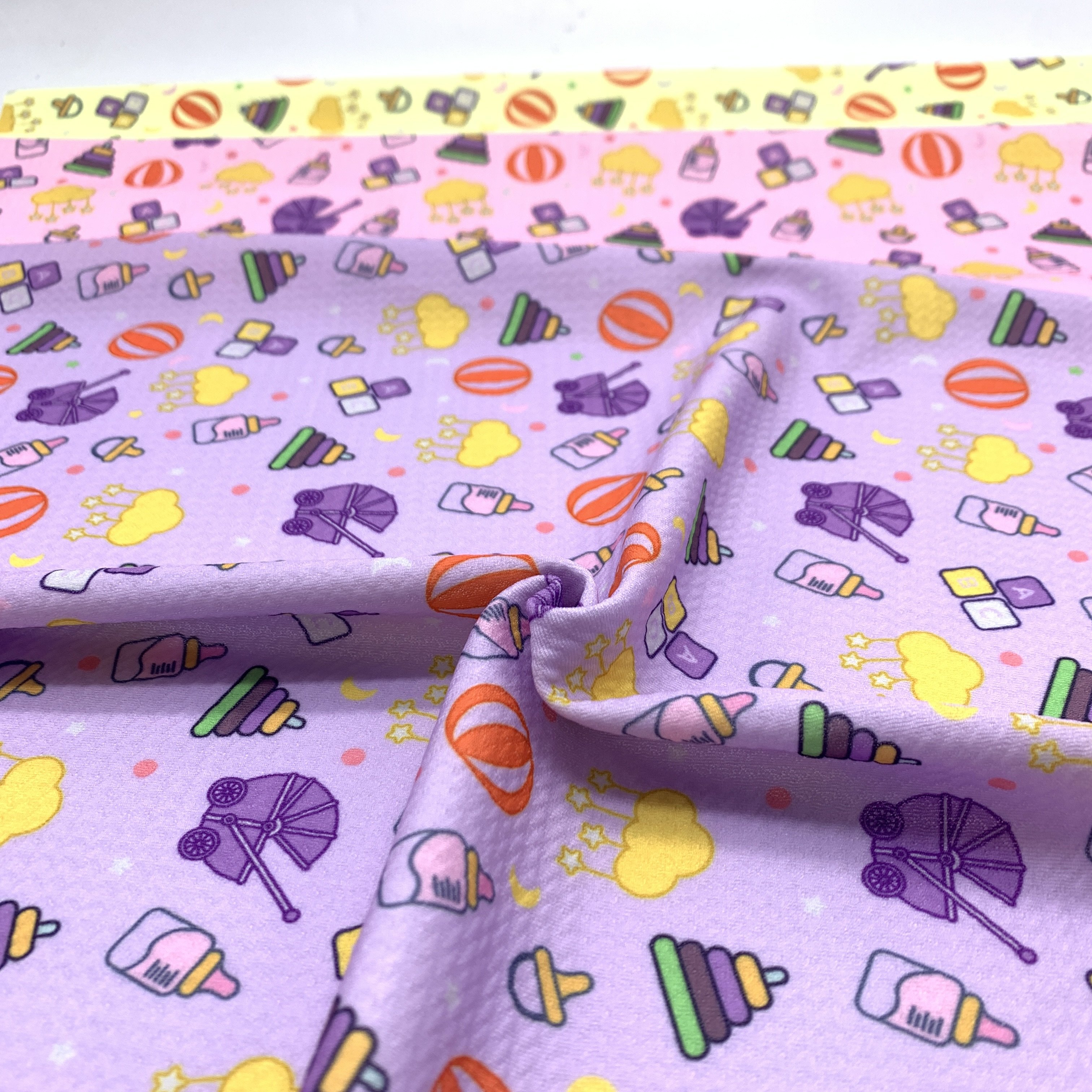 Custom Digital Printing 95% polyester 5% spandex clothing bullet fabric for bows for baby clothes