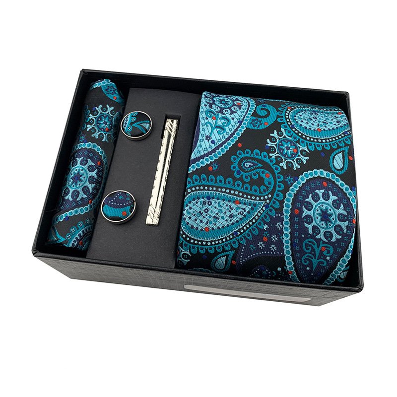 Hot selling pocket cuff toptan kravat fiyat tie and pocket square set paisley necktie cajas para corbatas set paisley tie