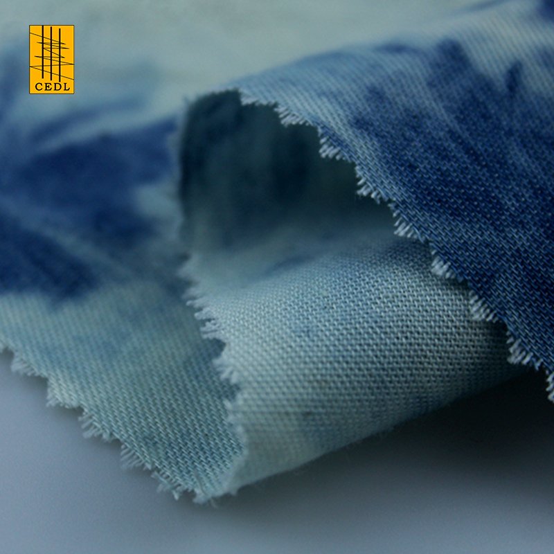 100 Cotton Twill blue Woven Denim Tie-dyed Fabric for shirt or dress