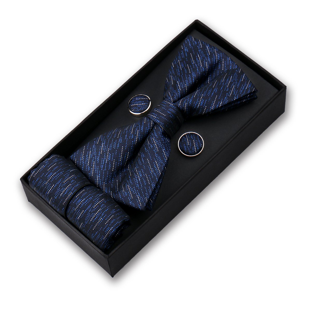 Popular Silk Bow Tie Set Men Wedding Bowtie And Pocket Square Cufflink Box Gift For Father
