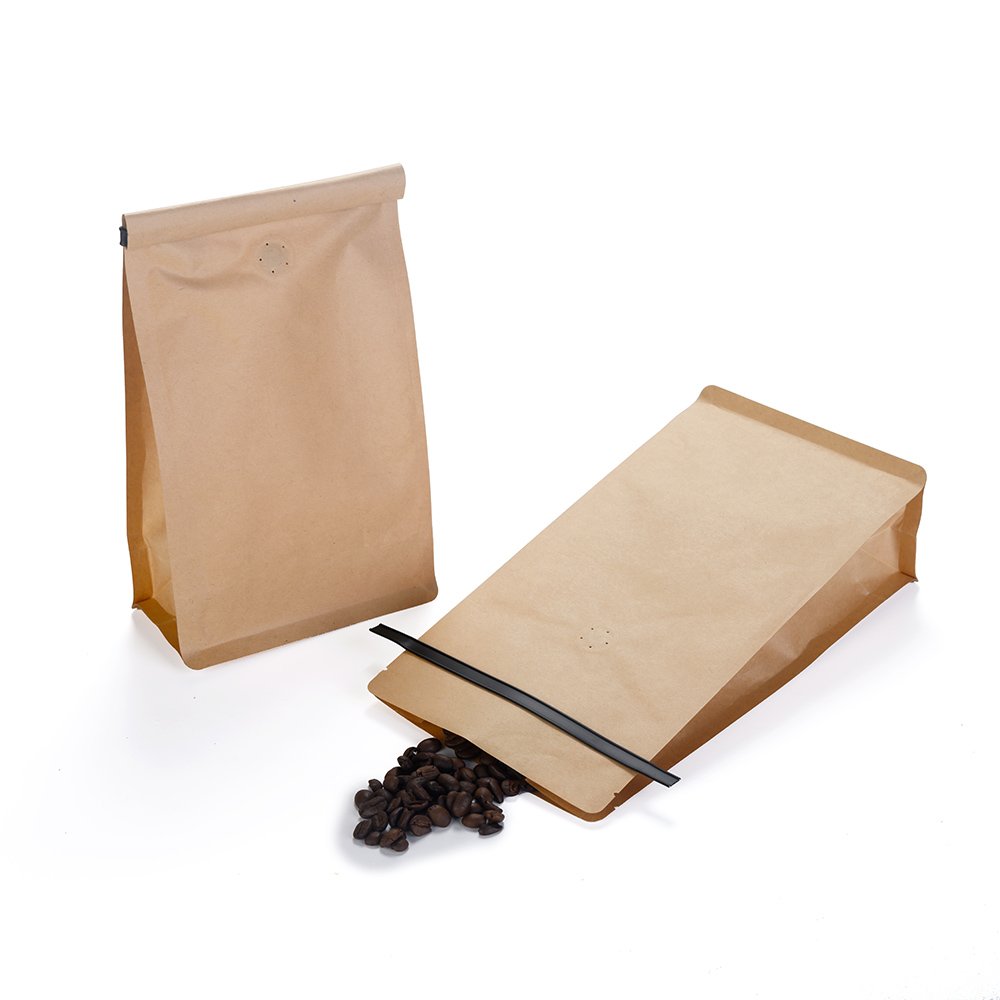Custom wholesale personalised recyclable compostable biodegradable kraft paper tin tie flat bottom coffee bean bags