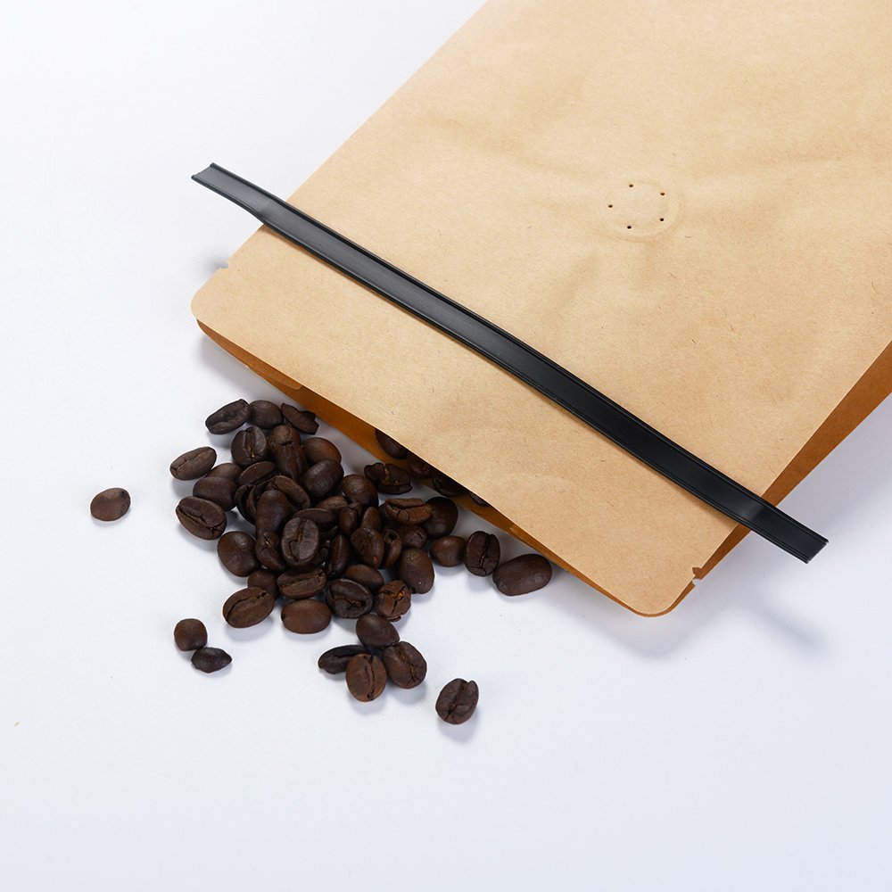Custom wholesale personalised recyclable compostable biodegradable kraft paper tin tie flat bottom coffee bean bags