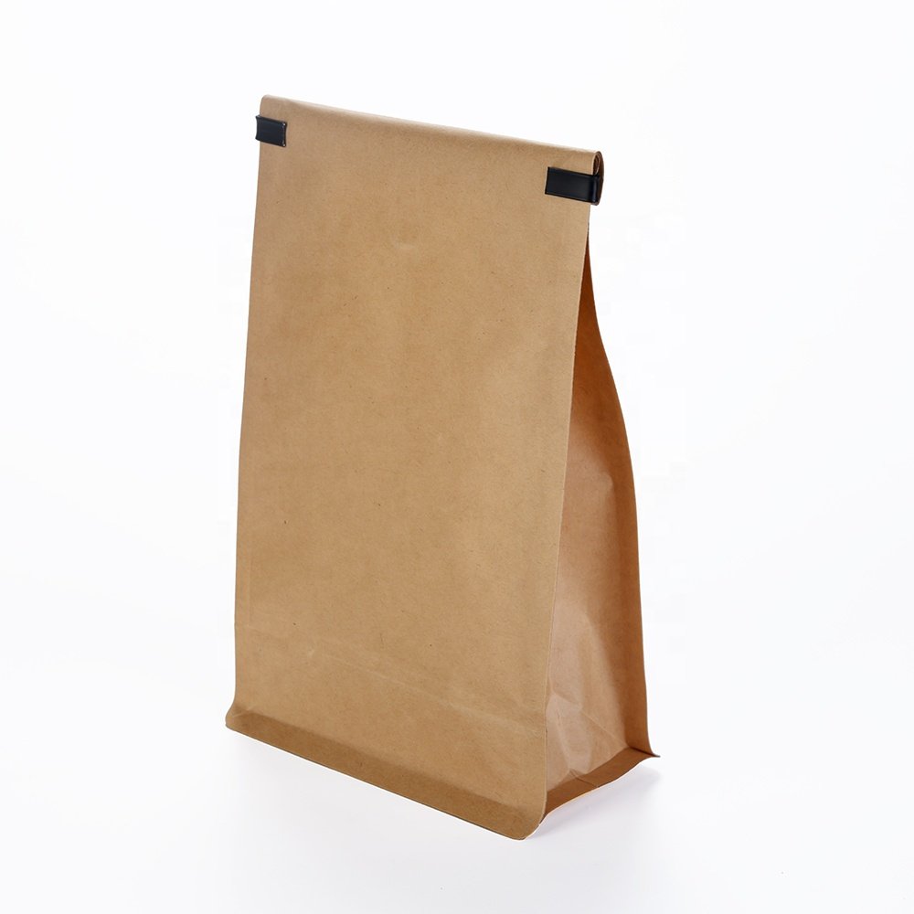 Custom wholesale personalised recyclable compostable biodegradable kraft paper tin tie flat bottom coffee bean bags