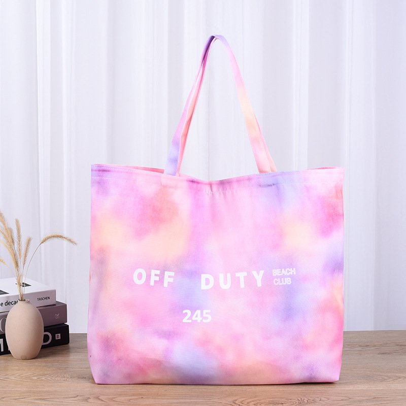 Eco Fashion Tie Dye Canvas Tote Bags with Custom Printed Logo Recycle 100% Canvas Shopping Tote Bag