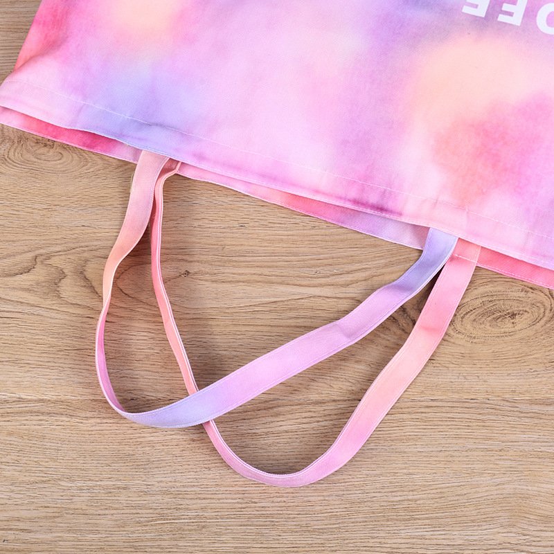 Eco Fashion Tie Dye Canvas Tote Bags with Custom Printed Logo Recycle 100% Canvas Shopping Tote Bag