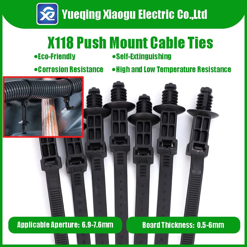 6.4*190mm Cable Zip Ties for Round Holes with Fir Tree Head and Disc and Stand-off