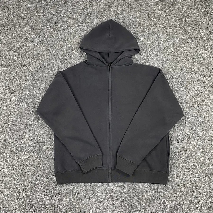 Blank Zip Up Hoodie Custom Acid Wash High-Quality Heavyweight 100% Cotton Oversized Puff Print Zip Up Vintage Hoodie