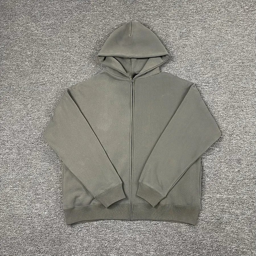 Blank Zip Up Hoodie Custom Acid Wash High-Quality Heavyweight 100% Cotton Oversized Puff Print Zip Up Vintage Hoodie