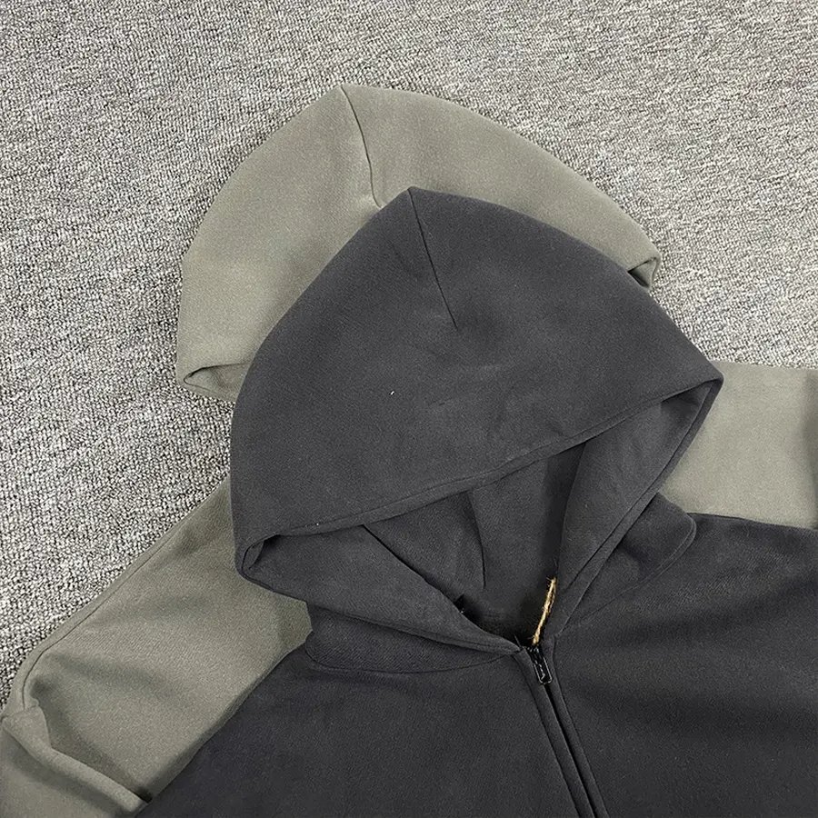 Blank Zip Up Hoodie Custom Acid Wash High-Quality Heavyweight 100% Cotton Oversized Puff Print Zip Up Vintage Hoodie