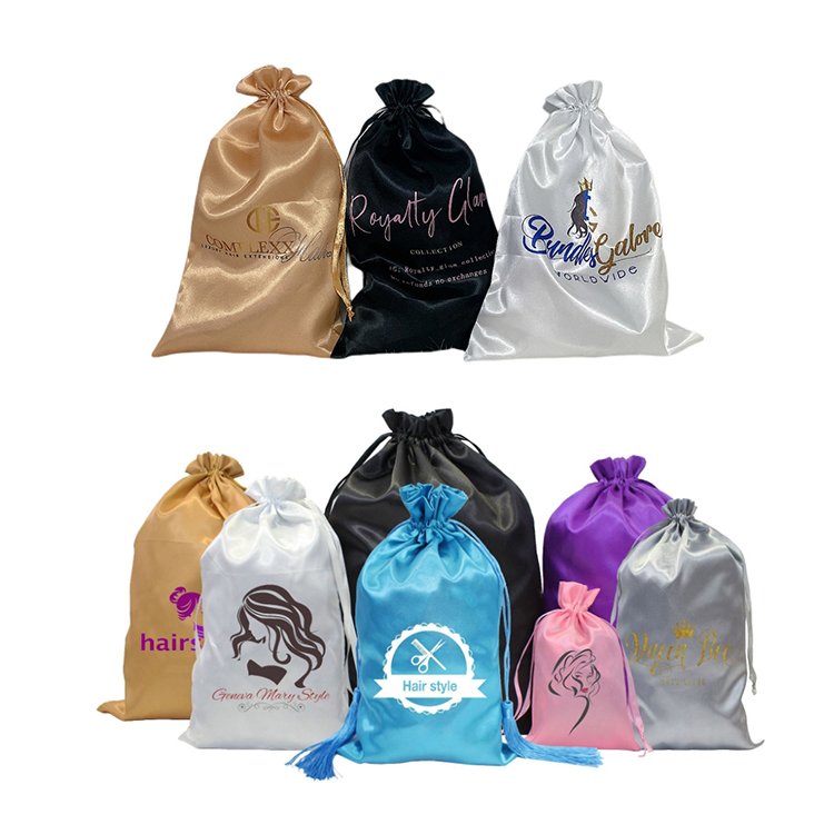 Wholesale Custom Logo Satin Bonnets Drawstring Bag Wig Elastic Melt Band Reversible Silk Hair Bonnet And Satin Hair Wraps