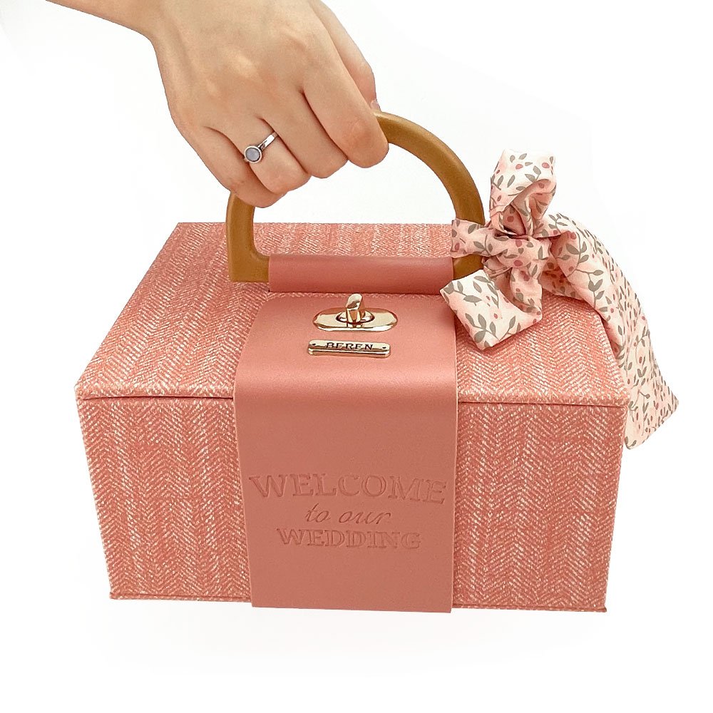 Pink Peach Bridesmaid Boxes With Ribbon Gift