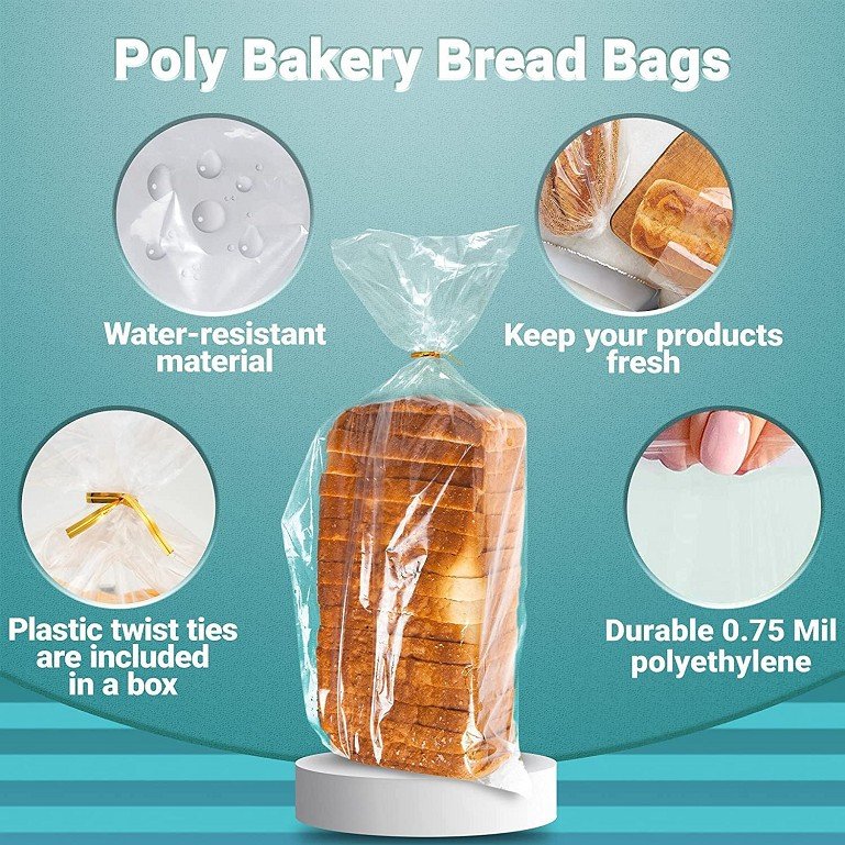 Biodegradable Customizable Logo Plastic Opp Label Baguette Toast Bread Bags With Windows