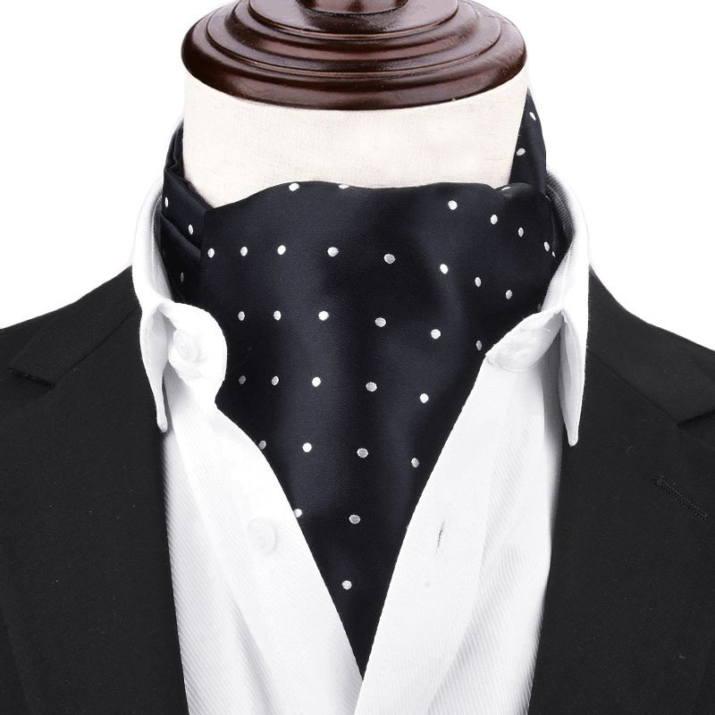 2024 Men's ascot fine warp fabric British neckline scarf fashion suit retro polyester scarf manufacturers wholesale