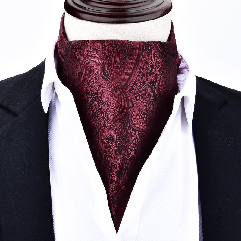 2024 Men's ascot fine warp fabric British neckline scarf fashion suit retro polyester scarf manufacturers wholesale