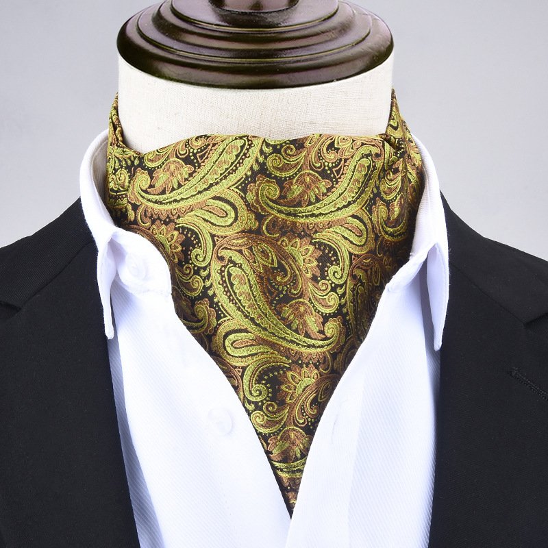 2024 Men's ascot fine warp fabric British neckline scarf fashion suit retro polyester scarf manufacturers wholesale
