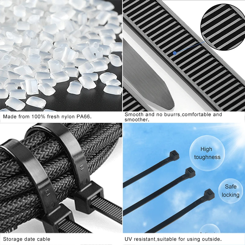 Cable Ties Nylon Self-Locking High Quality Professional Push Zip Ties Custom Plastic Ties Kabelbinder aus Nylon