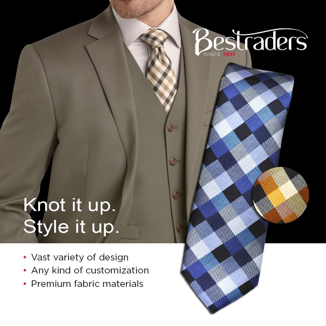 Premium Grade Checked Design Neck Ties for Men High Quality 100% Polyester Micro Fabric Made Men's Neck Tie for Bulk Buyers